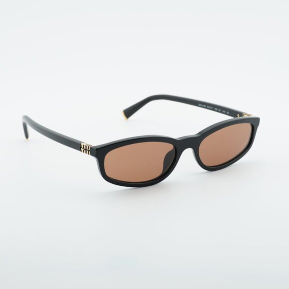Miu Miu MUA06S 16K10I Sunglasses Black Rectangle Frame, Brown Lenses main image 11